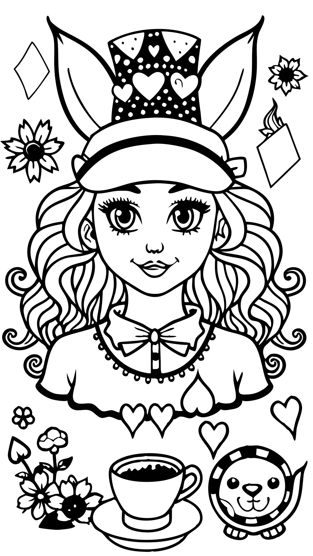 coloring pages alice and wonderland